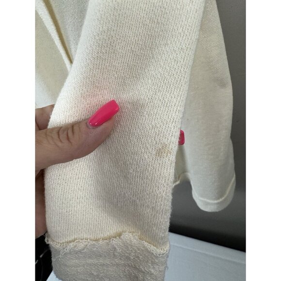 BDG Ivory Hooded Cardigan S Open Front Soft Cozy Minimalist Coastal Layer - Picture 4 of 10